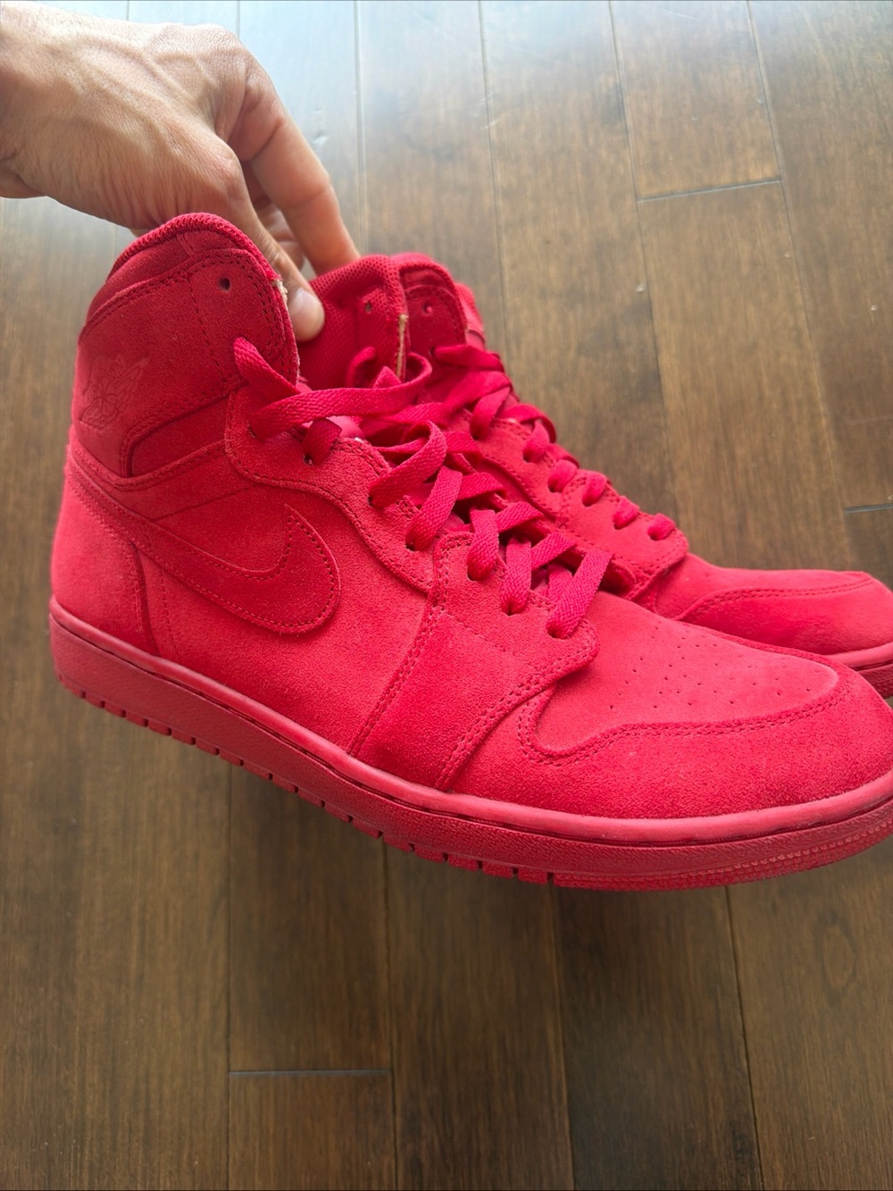 Jordan Men's High-Top Suede Sneakers in Red